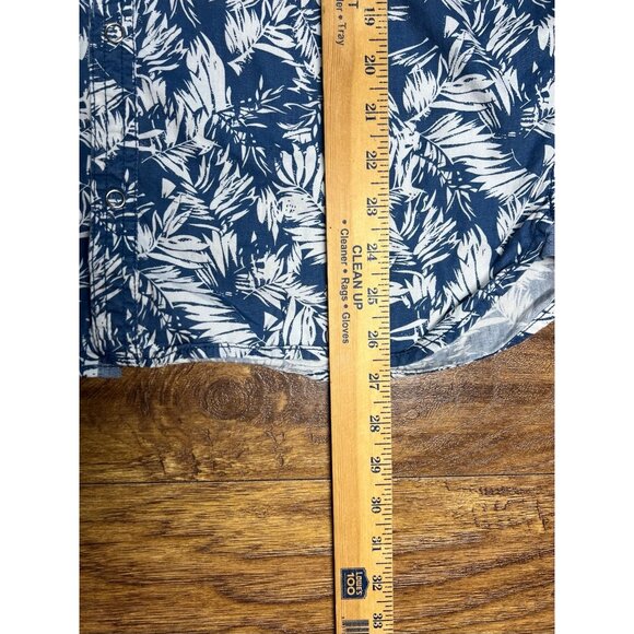 Flag & Anthem Men's Size Med Front Pocket Leaf Pattern Hawaiian Cotton Shirt - Picture 8 of 10